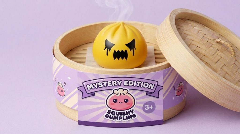 Dumpling Squishy Geist Mystery im Bambus-Dämpfkörbchen