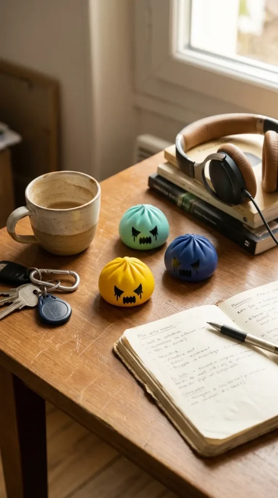 Dumpling Squishy Geist Mystery auf dem Schreibtisch