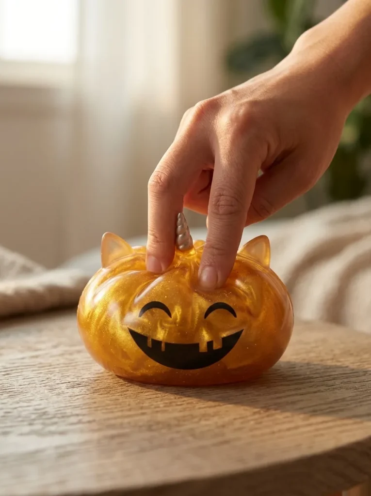 Squishy Dumpling Mystery Halloween Einhorn beim Drücken