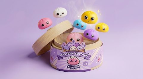 Dumpling Squishy Mystery Pop Großaugen beim Drücken, weiches Material