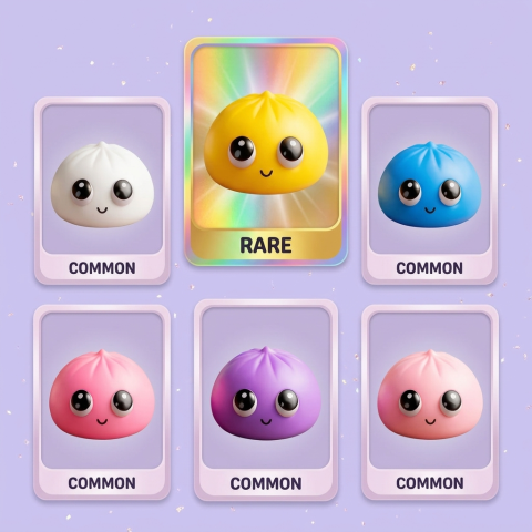 Dumpling Squishy Mystery Pop Großaugen beim Drücken, weiches Material