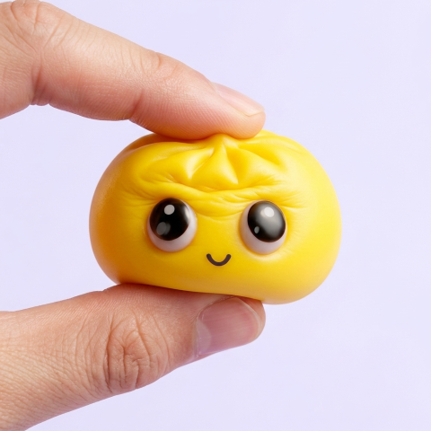 Dumpling Squishy Mystery Pop Großaugen beim Drücken, weiches Material