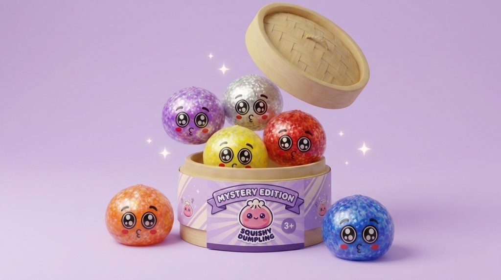 Squishy Dumpling Mystery Puppy Eyed Blindbox beim Drücken, weiches Material