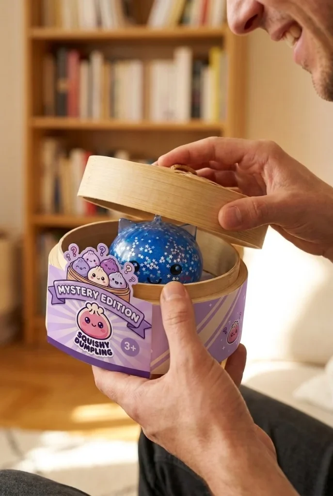 Squishy Dumpling Einhorn Mystery Glitter beim Auspacken
