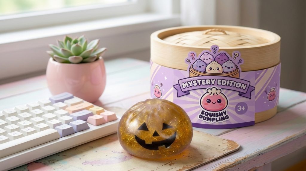 Squishy Dumpling Vampire Mystery Blutrot in seiner kawaii Umgebung