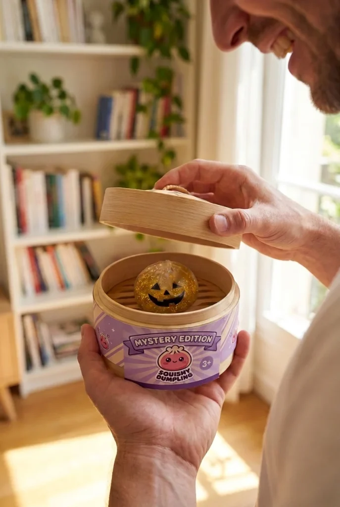 Squishy Dumpling Vampire Mystery Blutrot beim Auspacken