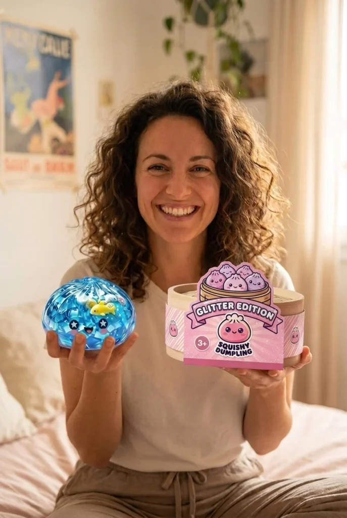 Squishy Dumpling Glitter Ocean Riff mit seiner Box