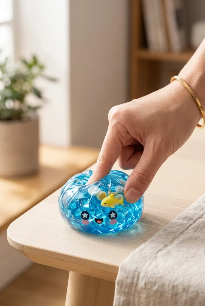 Squishy Dumpling Glitter Ocean Riff beim Drücken