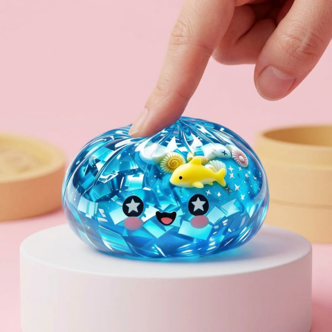 Squishy Dumpling Glitter Ocean Riff beim Drücken, weiches Material