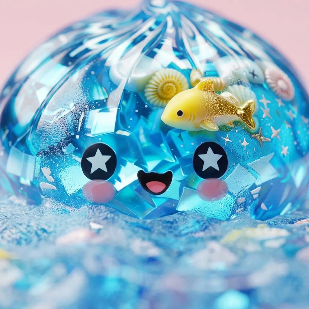 Squishy Dumpling Glitter Ocean Riff — Makro-Nahaufnahme der Textur