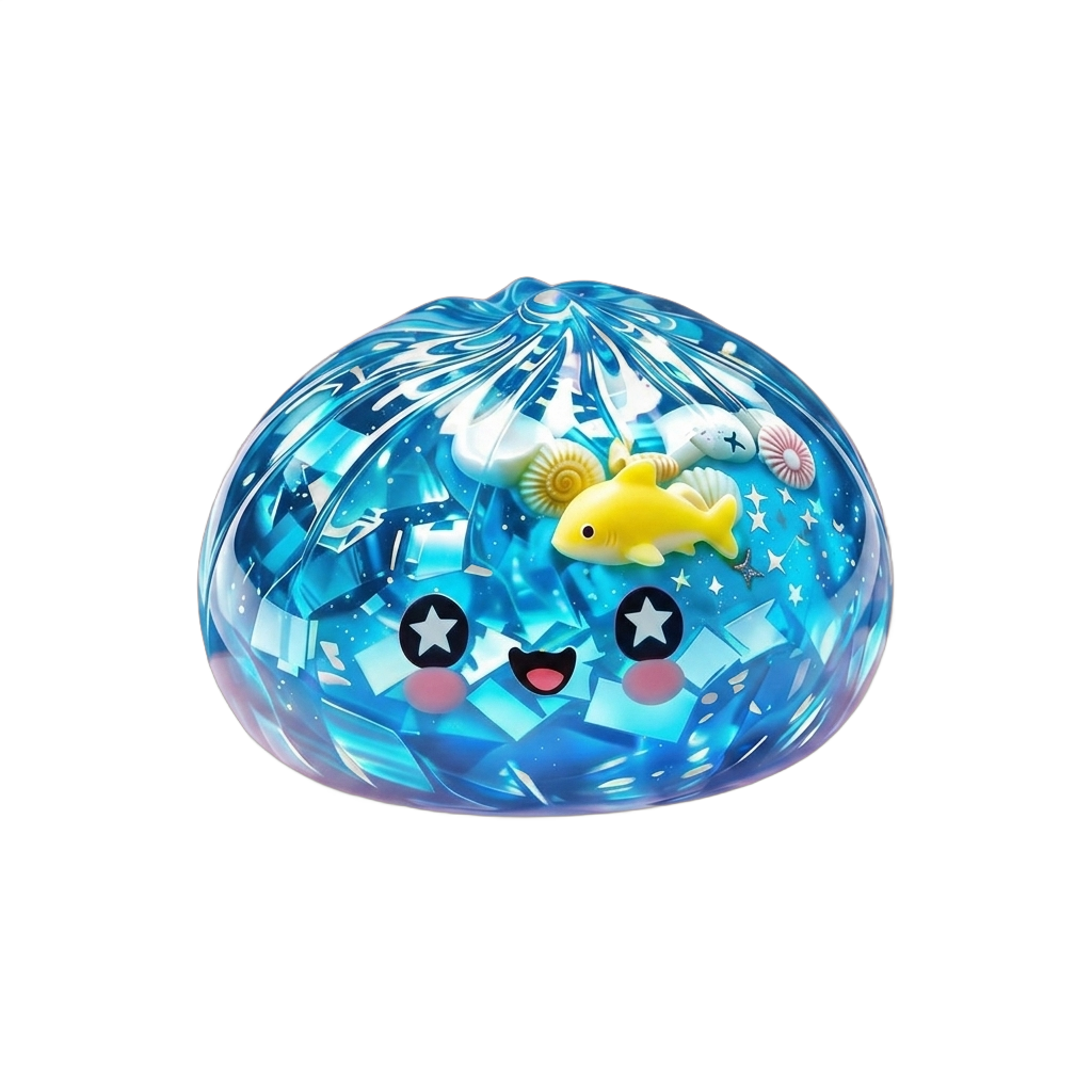 Squishy Dumpling Glitter Ocean Riff beim Drücken, weiches Material