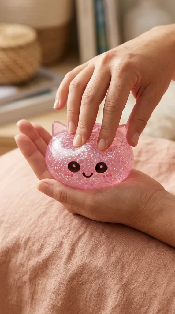 Glitter Dumpling Squishy Einhorn Rosa beim Drücken