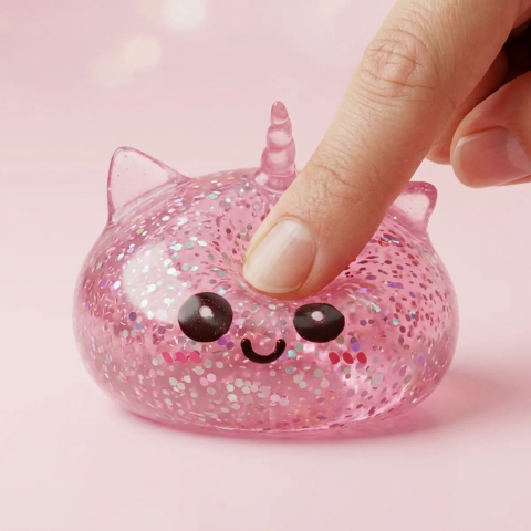 Glitter Dumpling Squishy Einhorn Rosa — slow-rise Effekt, der Schaum federt langsam zurück