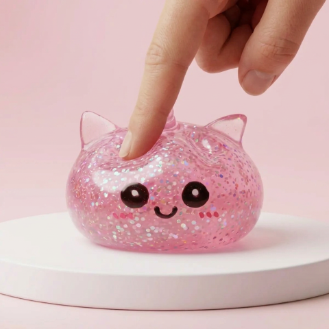 Glitter Dumpling Squishy Einhorn Rosa beim Drücken, weiches Material