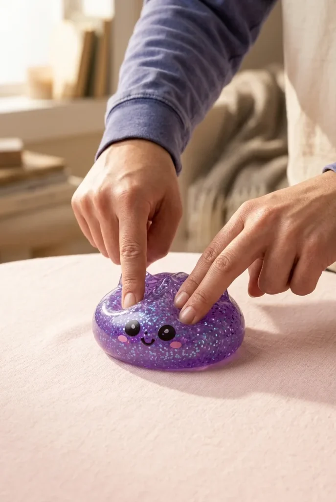 Dumpling Squishy Einhorn Glitter Violett beim Drücken