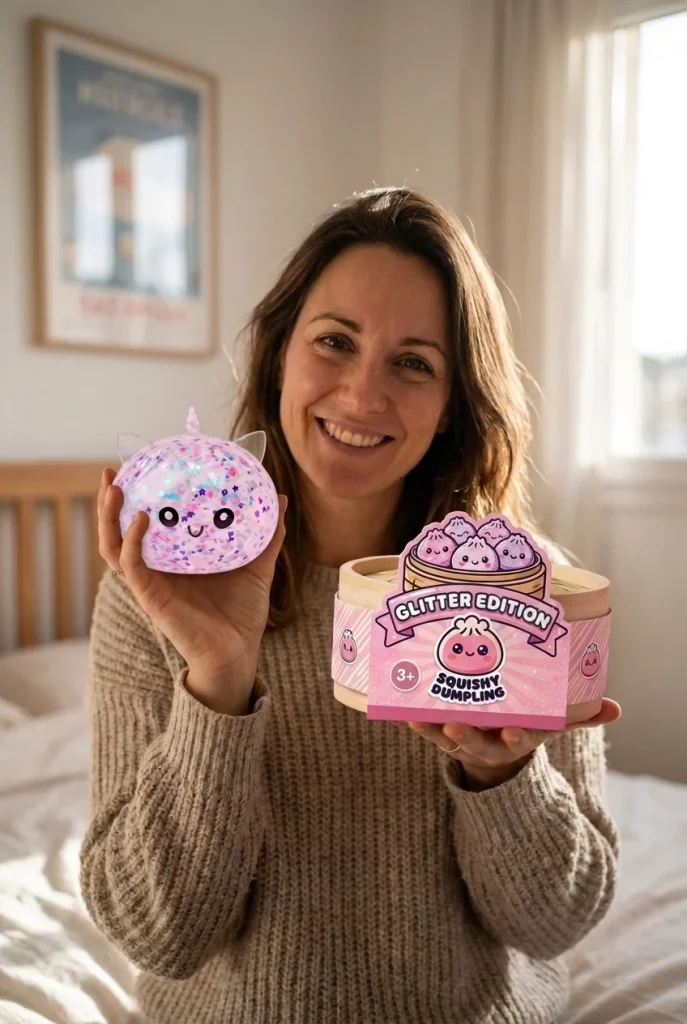 Dumpling Squishy Einhorn Sparkle Weiß mit seiner Box