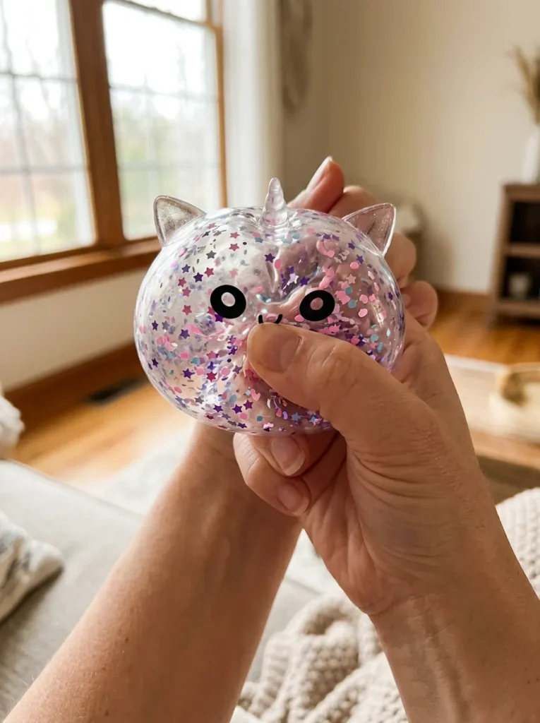 Dumpling Squishy Einhorn Sparkle Weiß beim Drücken