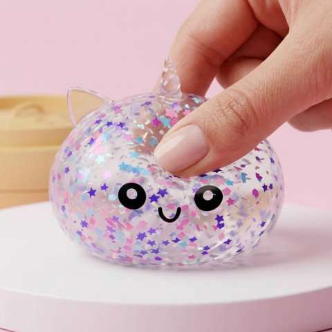 Dumpling Squishy Einhorn Sparkle Weiß — slow-rise Effekt, der Schaum federt langsam zurück