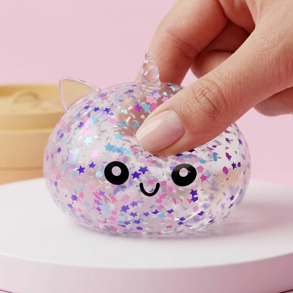 Dumpling Squishy Einhorn Sparkle Weiß — slow-rise Effekt, der Schaum federt langsam zurück