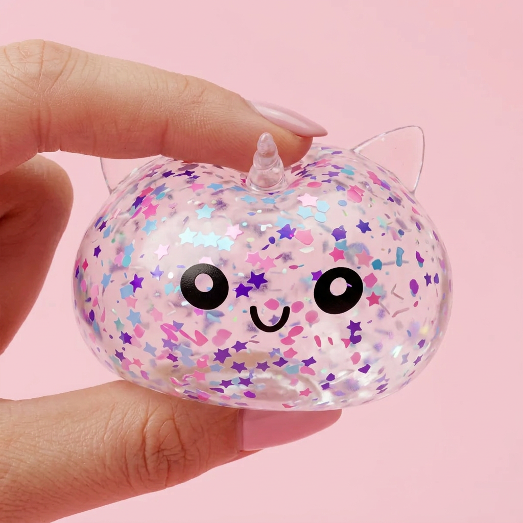 Dumpling Squishy Einhorn Sparkle Weiß beim Drücken, weiches Material