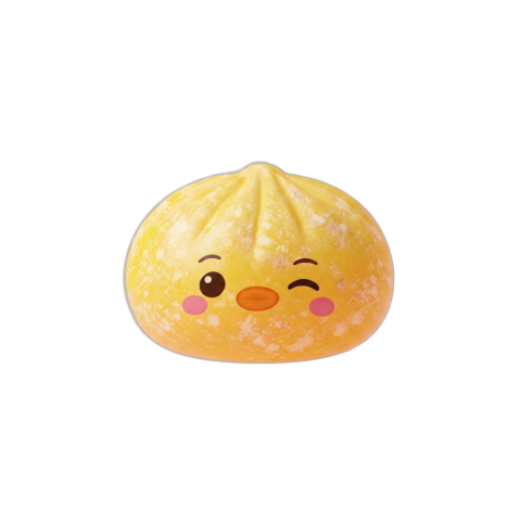 Dumpling Squishy Pinguin Buttergelb beim Drücken, weiches Material