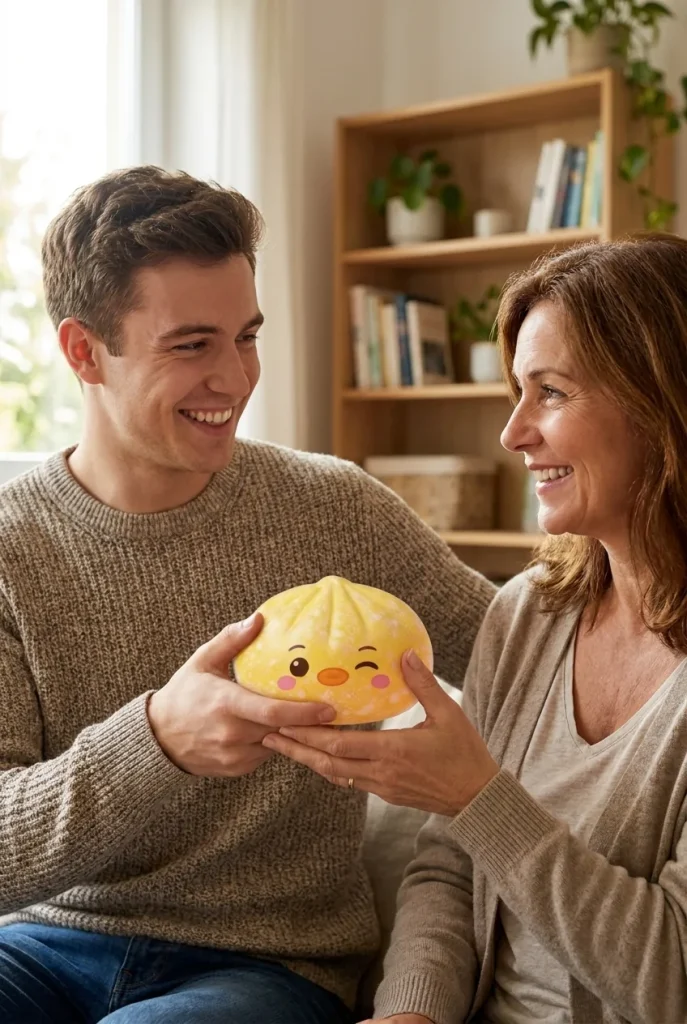 Dumpling Squishy Pinguin Buttergelb als Geschenkidee