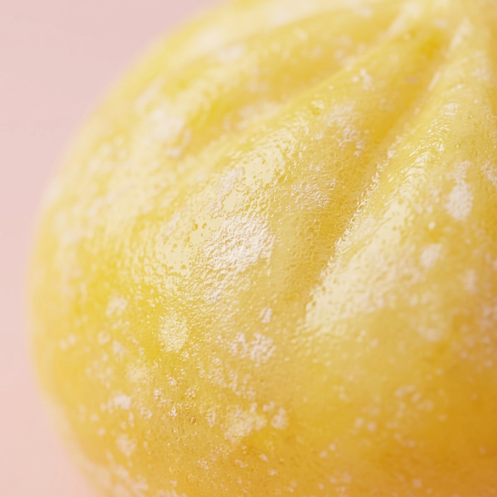 Dumpling Squishy Pinguin Buttergelb — Makro-Nahaufnahme der Textur