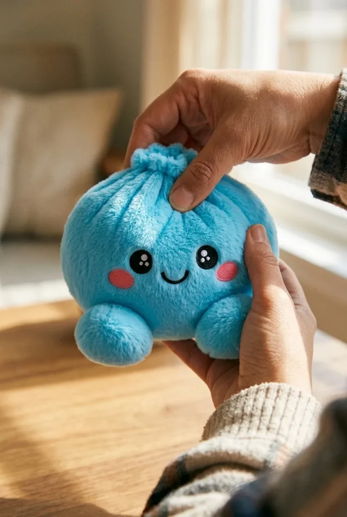 Dumpling Squishy Himmelblau Plüsch beim Drücken