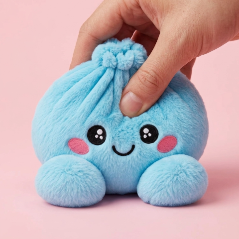 Dumpling Squishy Himmelblau Plüsch — slow-rise Effekt, der Schaum federt langsam zurück
