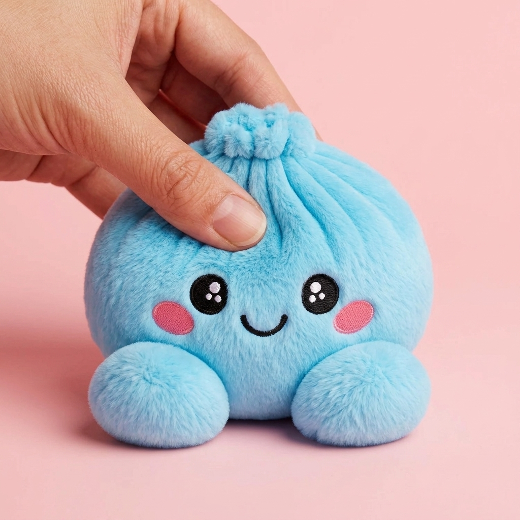 Dumpling Squishy Himmelblau Plüsch beim Drücken, weiches Material