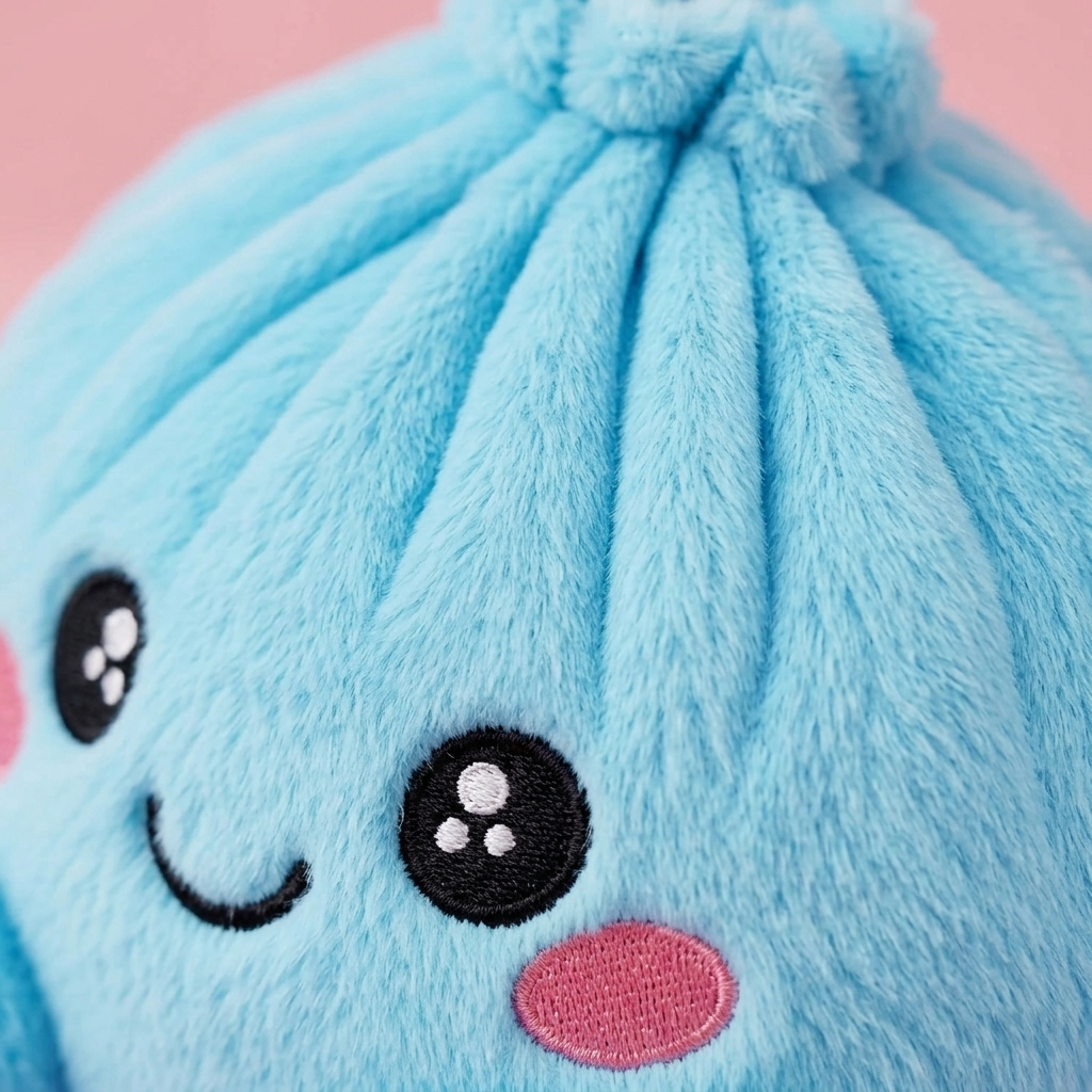 Dumpling Squishy Himmelblau Plüsch — Makro-Nahaufnahme der Textur