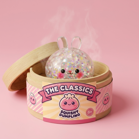 Dumpling Squishy Hase Bubble im Bambus-Dämpfkörbchen