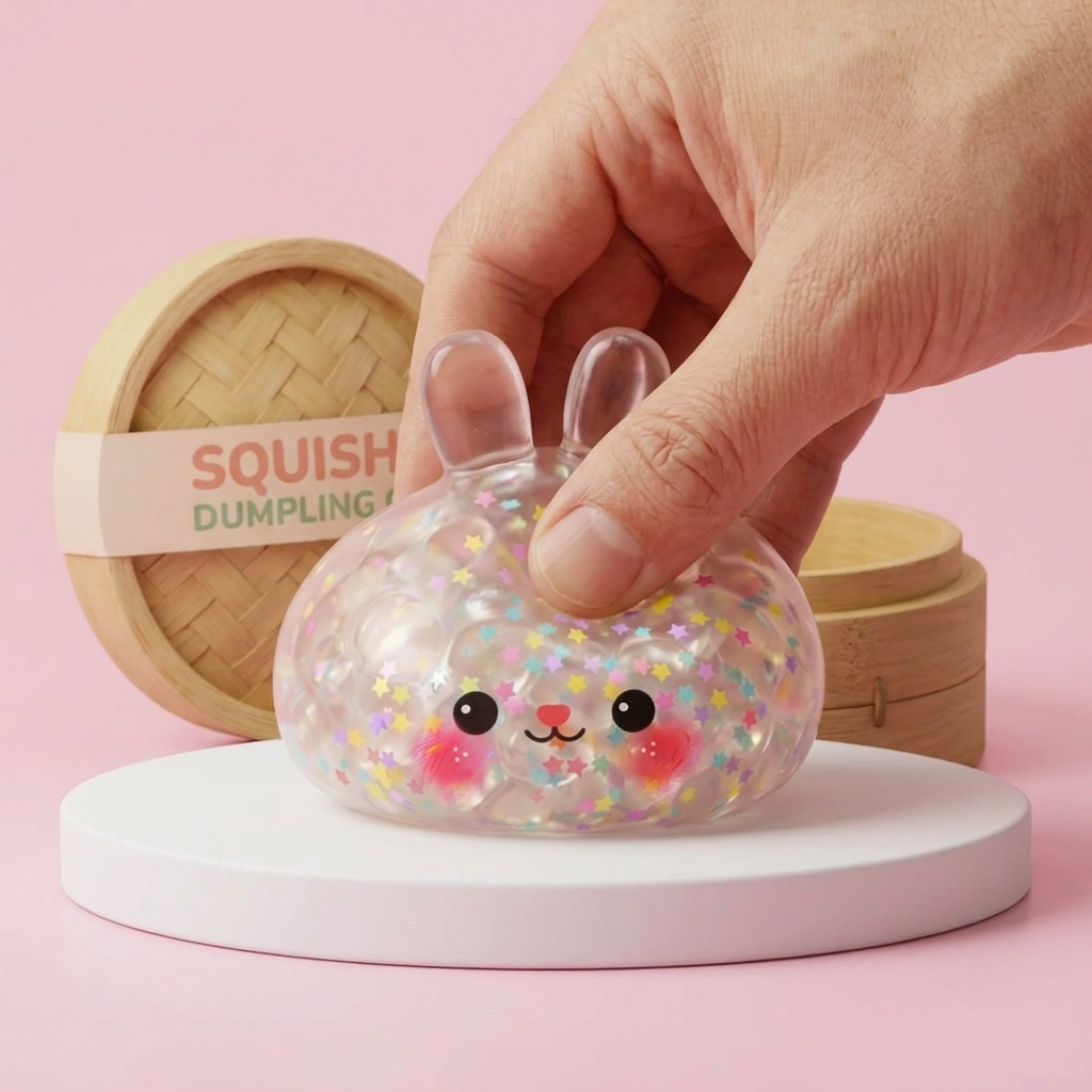 Dumpling Squishy Hase Bubble — slow-rise Effekt, der Schaum federt langsam zurück