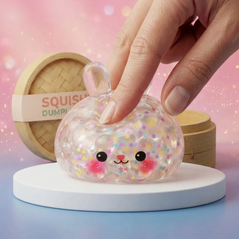 Dumpling Squishy Hase Bubble beim Drücken, weiches Material