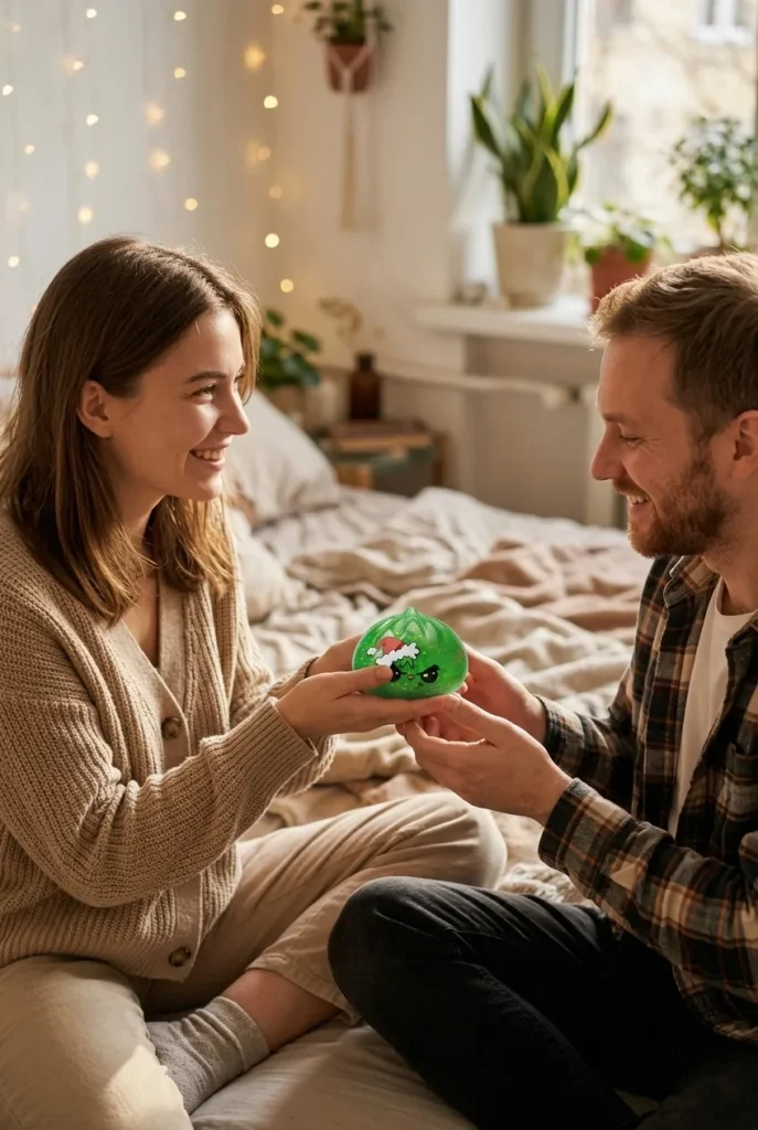 Glitter Dumpling Squishy Weihnachts-Miesepeter Grün als Geschenkidee
