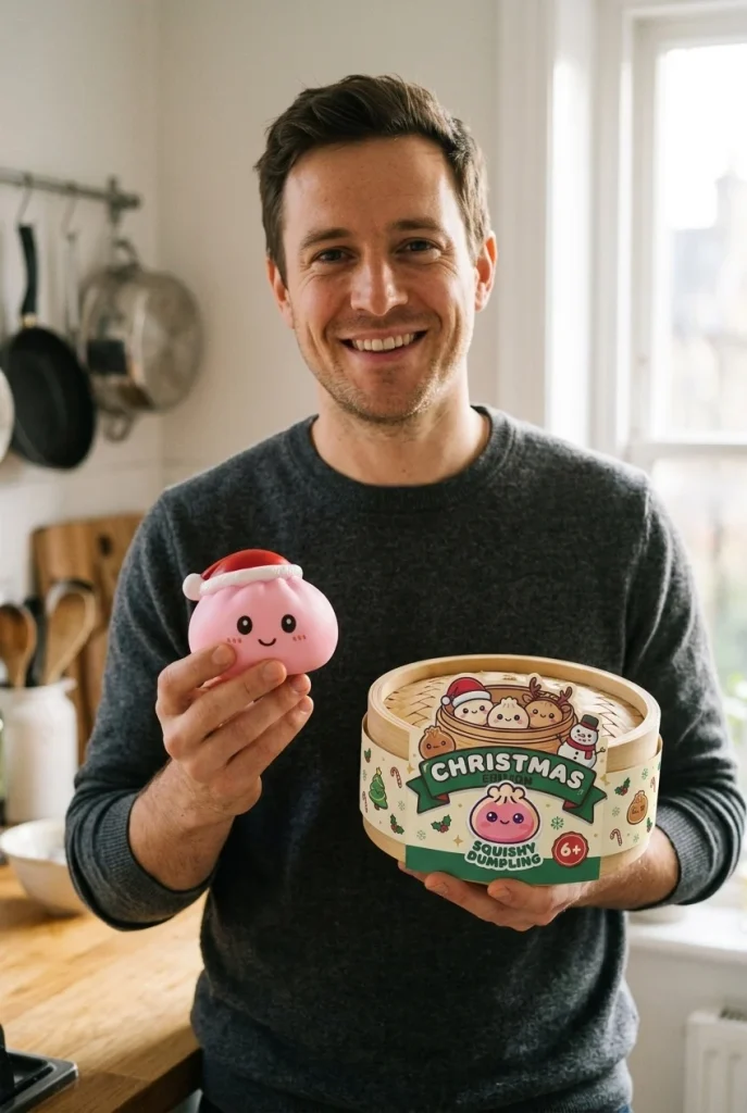 Dumpling Squishy Weihnachtsmütze 4er-Set mit seiner Box