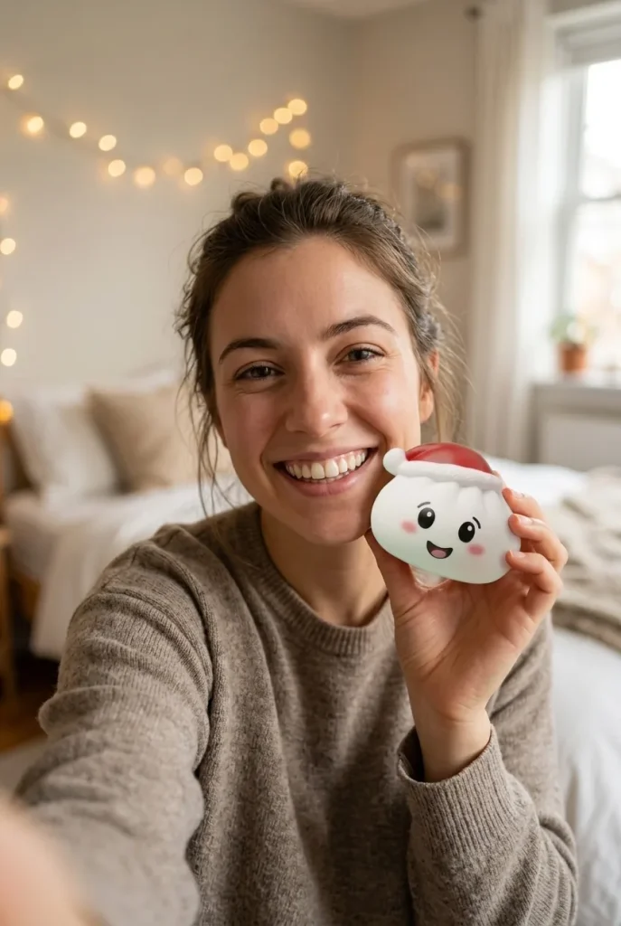 Dumpling Squishy Weihnachtsmütze 4er-Set im Alltag