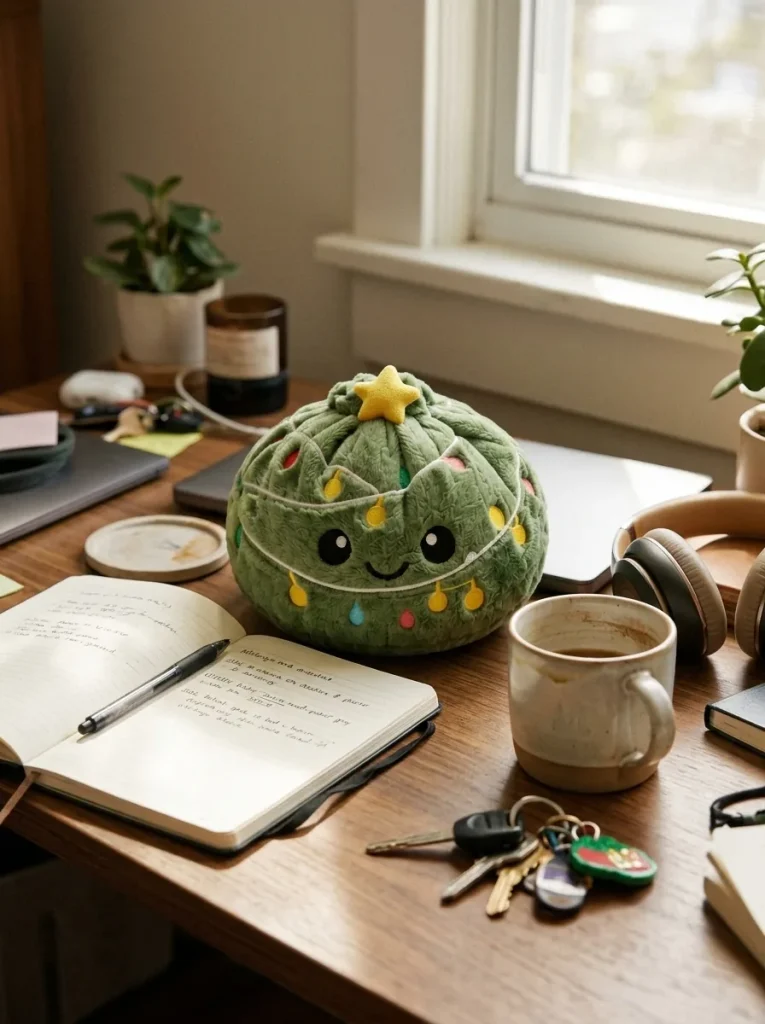 Christmas Tree Dumpling Squishy Glitzer auf dem Schreibtisch