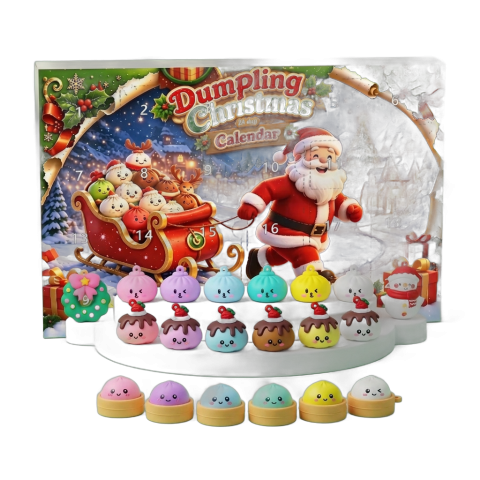 Dumpling Squishy Adventskalender Santa Schlitten 24 Teile beim Drücken, weiches Material