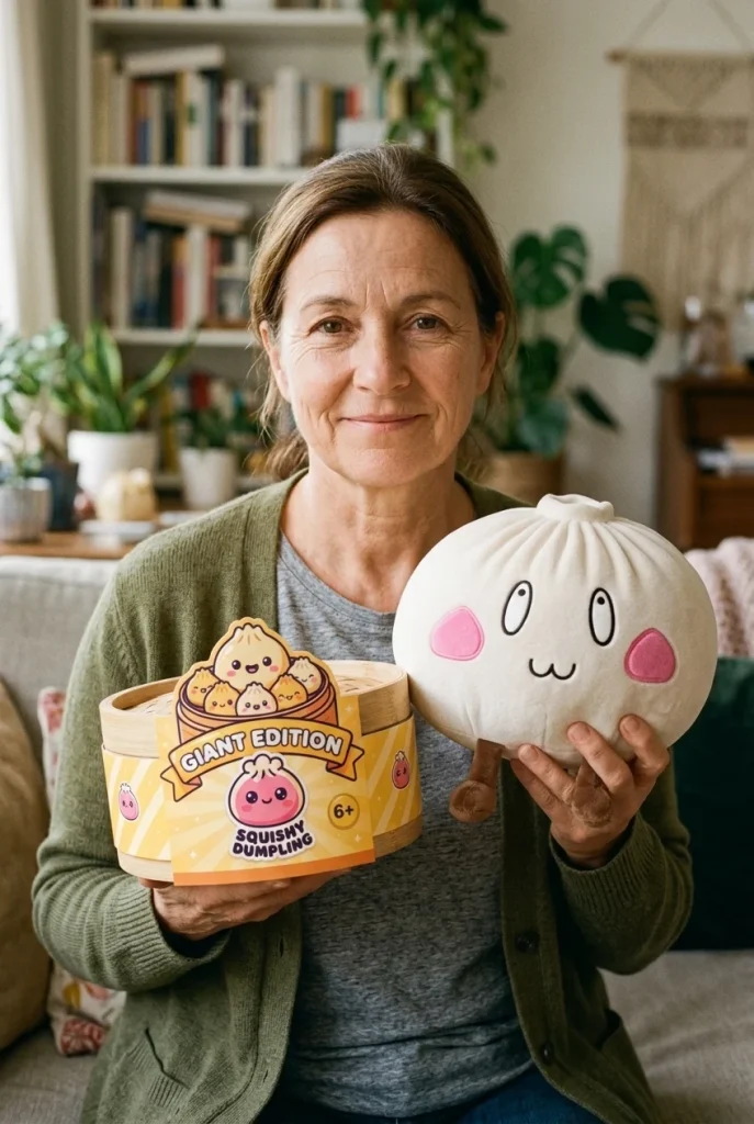 Dumpling Squishy XXL Fröhliches Gesicht mit seiner Box