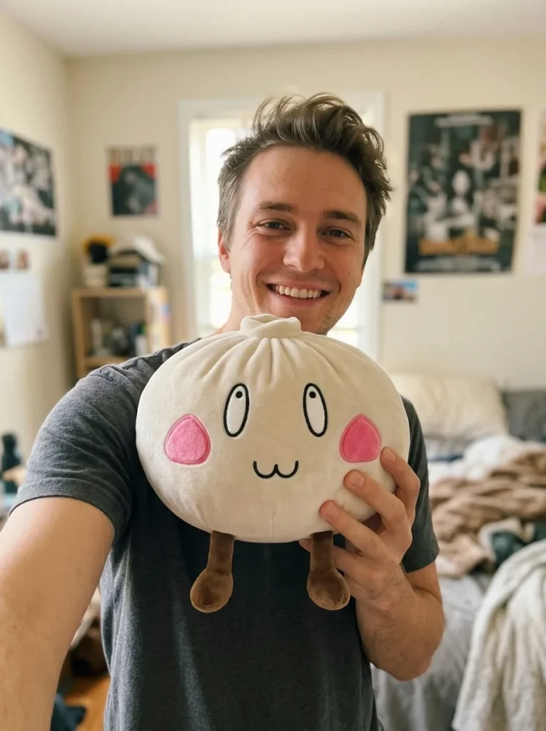Dumpling Squishy XXL Fröhliches Gesicht im Alltag