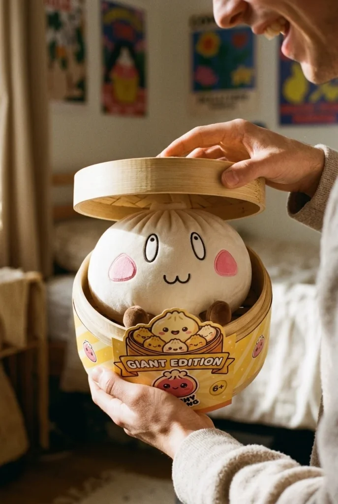 Dumpling Squishy XXL Fröhliches Gesicht beim Auspacken