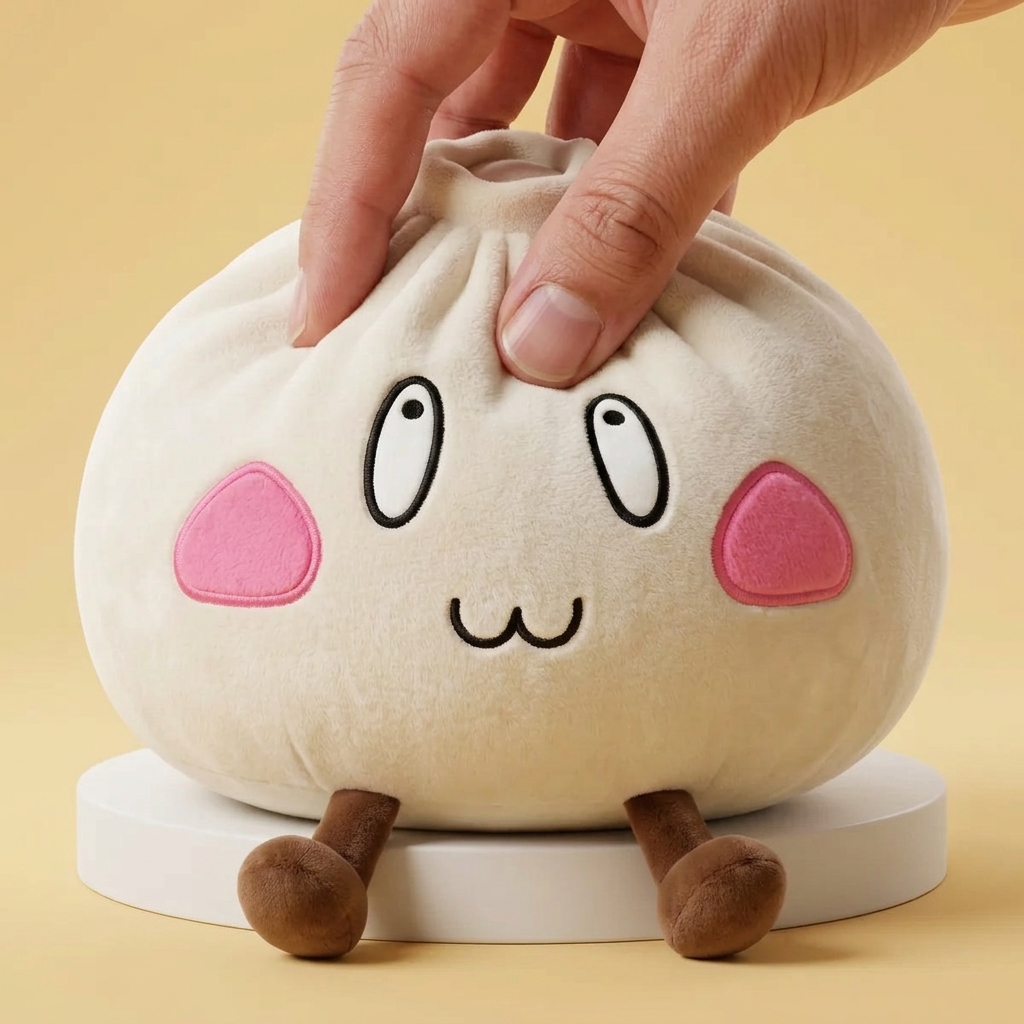 Dumpling Squishy XXL Fröhliches Gesicht beim Drücken, weiches Material