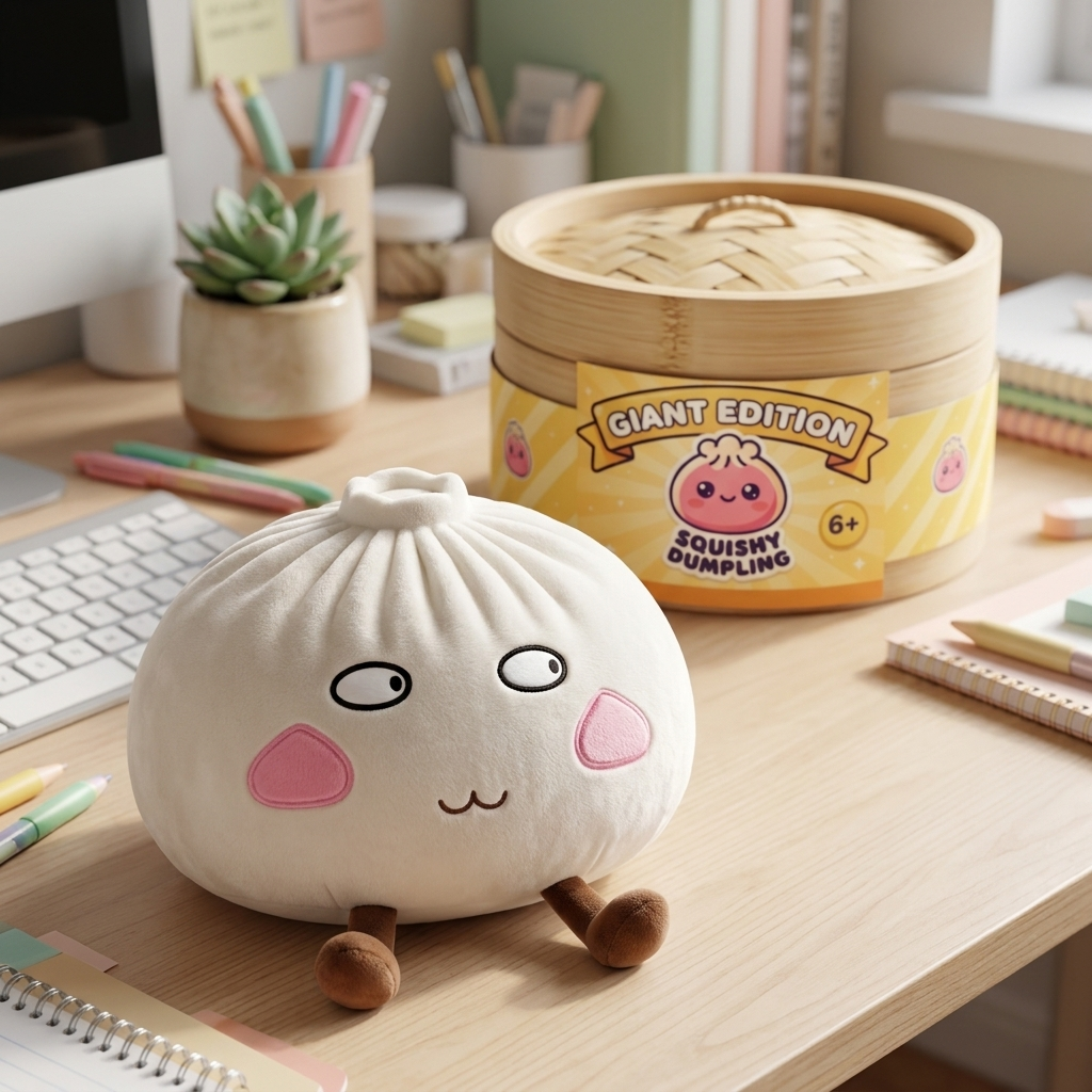 Dumpling Squishy XXL Stolz & Frech in seiner kawaii Umgebung