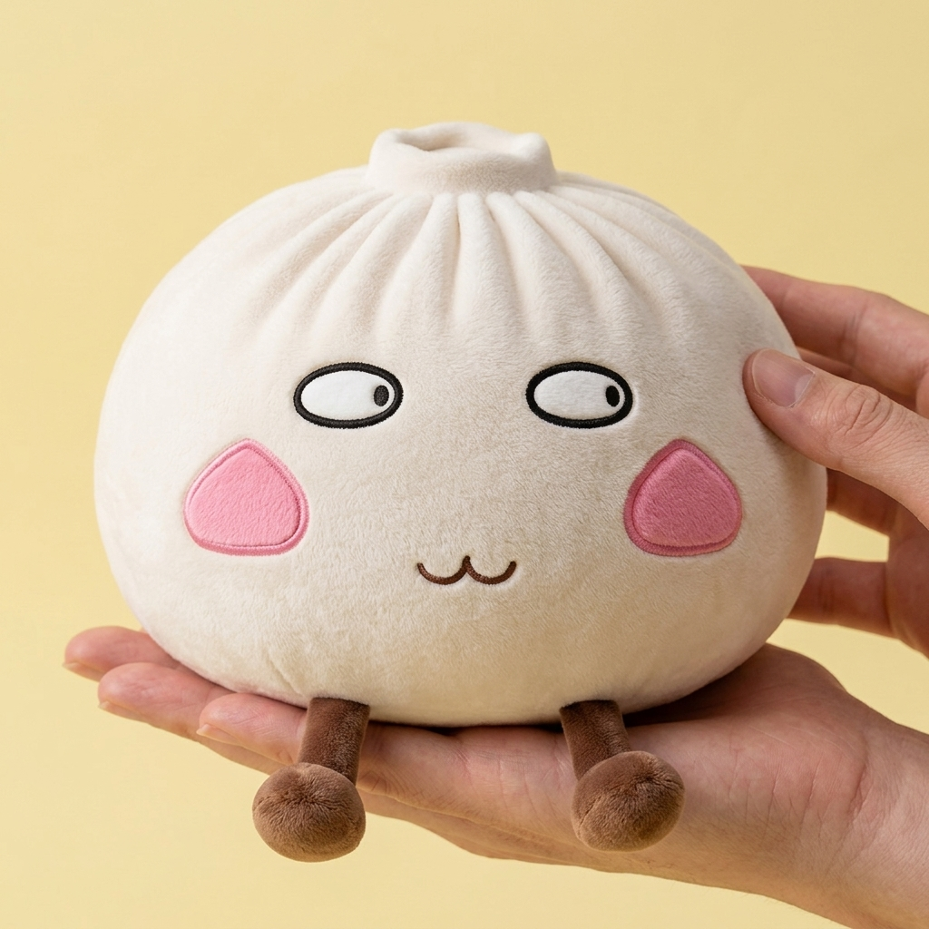 Dumpling Squishy XXL Stolz & Frech in der Hand gehalten, echte Größe