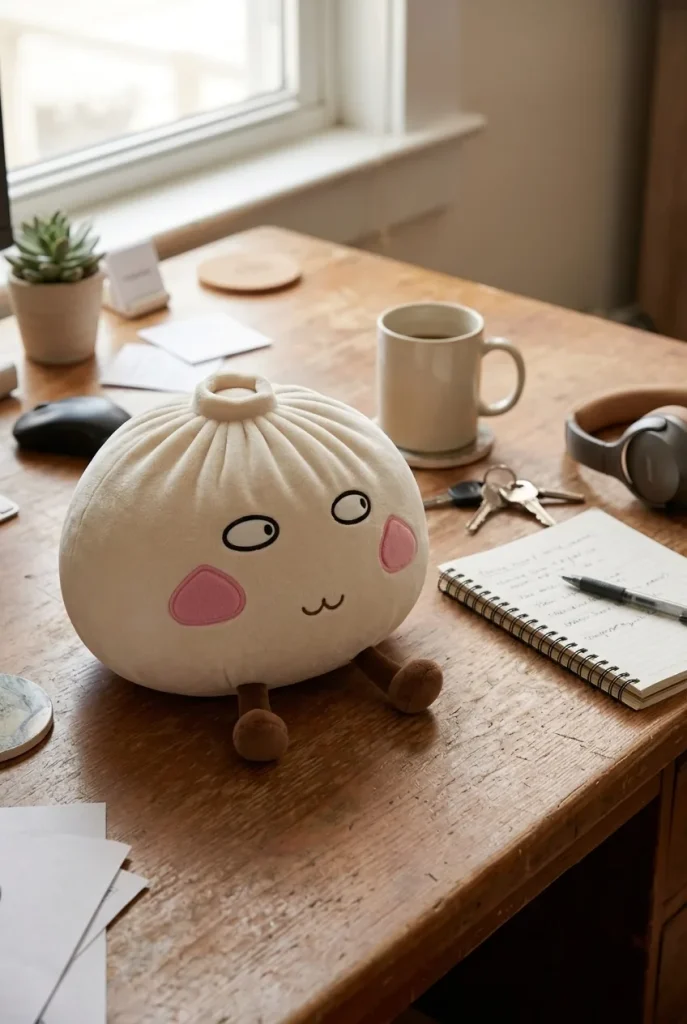 Dumpling Squishy XXL Stolz & Frech auf dem Schreibtisch