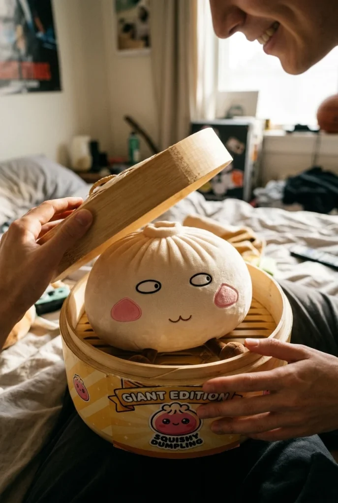 Dumpling Squishy XXL Stolz & Frech beim Auspacken