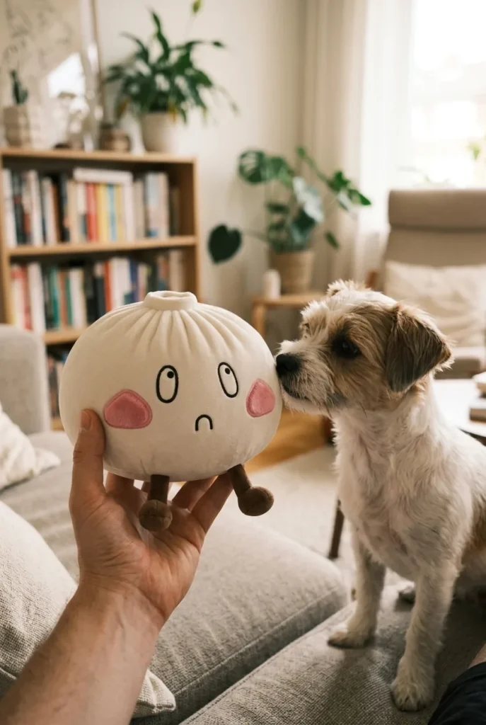 Squishy Dumpling XXL Traurig mit einem Kuscheltier
