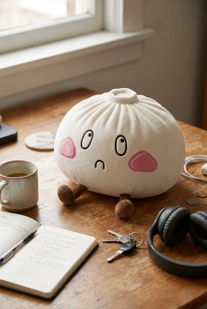 Squishy Dumpling XXL Traurig auf dem Schreibtisch