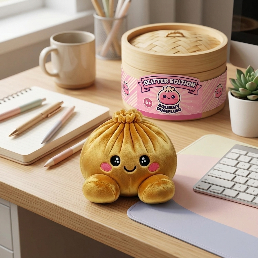 Squishy Dumpling Gold Royal in seiner kawaii Umgebung
